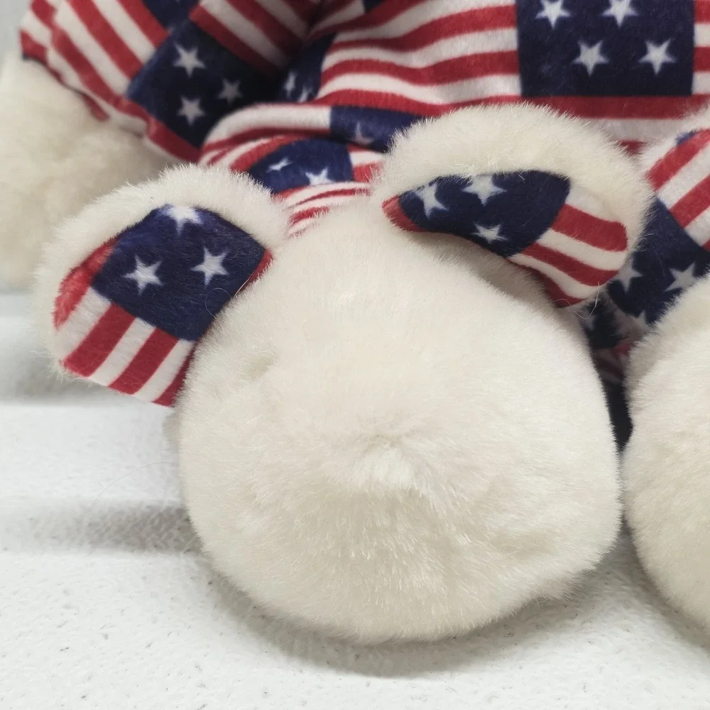 Vintage Shalom Patriotic Bear Pajamas Plush & Bunny Slippers Red White & Blue